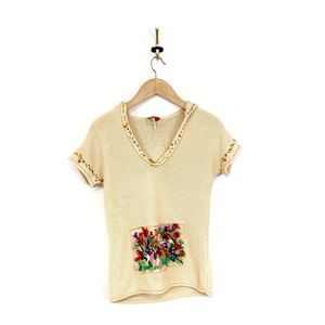 Free People Boho Hoodie Knit Sweater Needle Point